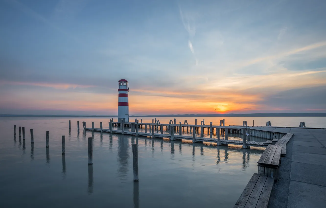 Photo wallpaper Europe, Austria, Podersdorf am see, Burgenland, market town, Neusiedl am see, Watchtower