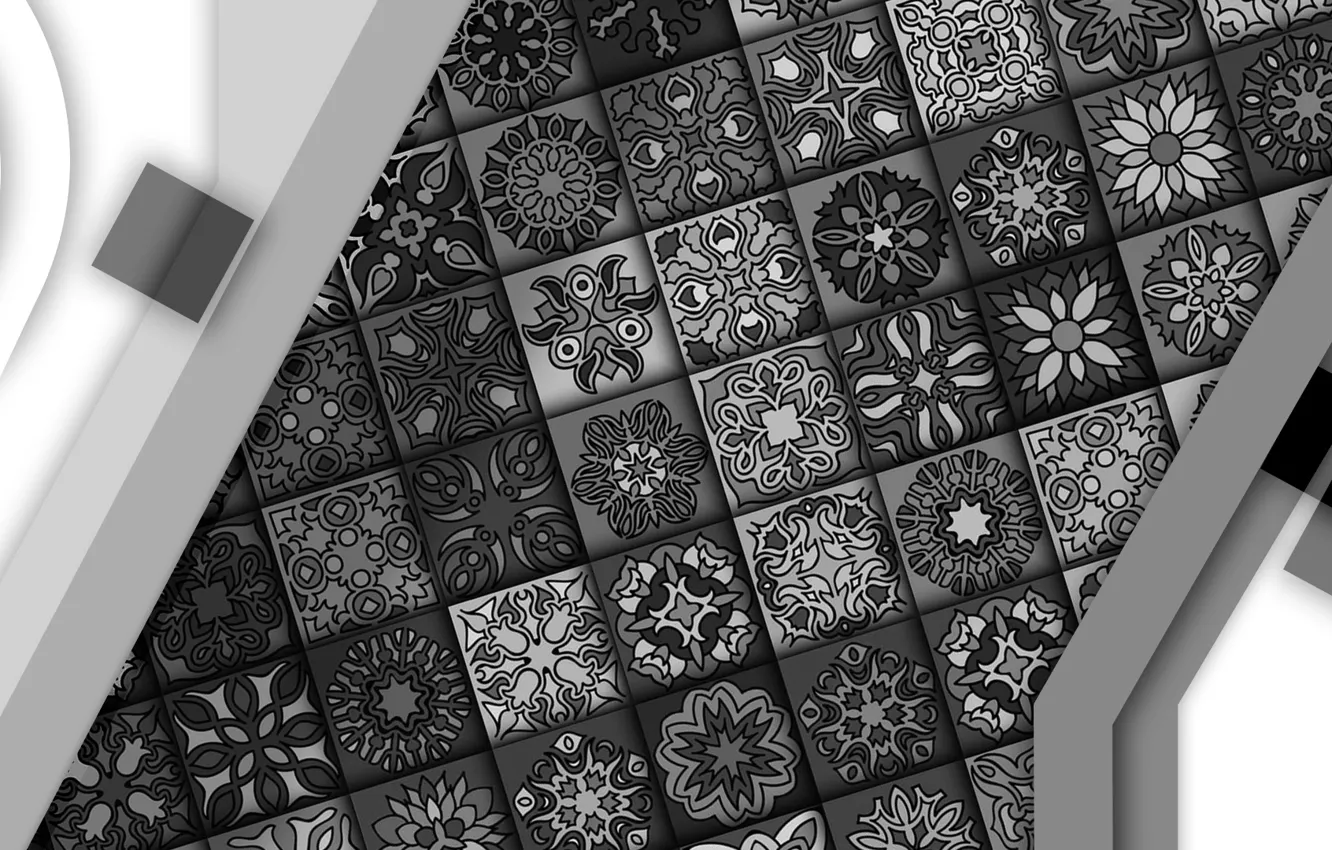 Photo wallpaper white, grey, mood, pattern, square