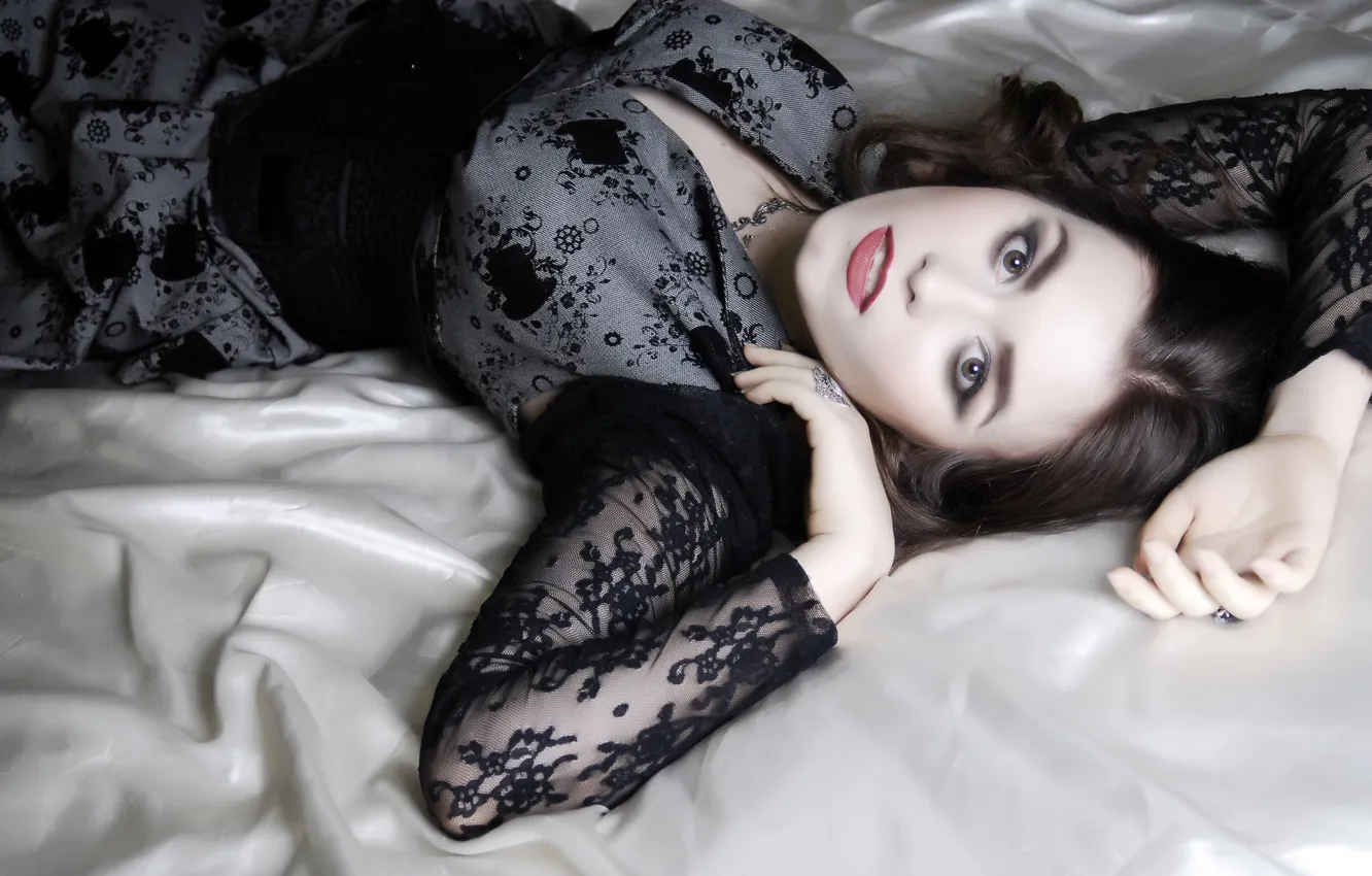 Photo wallpaper look, girl, face, beauty, dress, lips