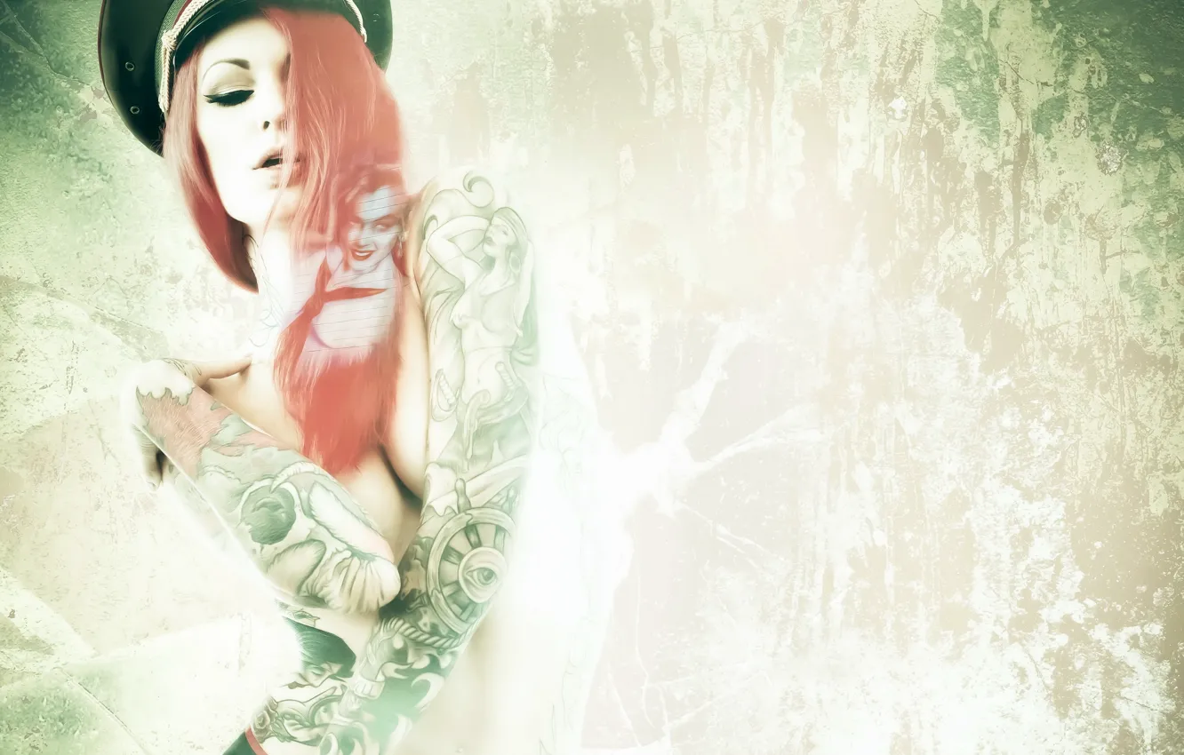 Photo wallpaper girl, style, background, tattoo