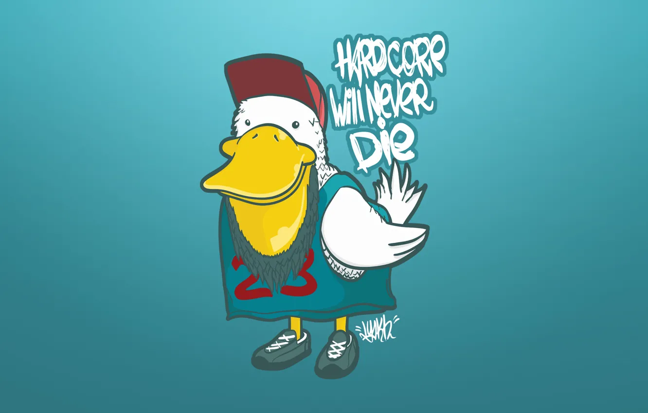 Photo wallpaper duck, minimalism, blue, Hardcore, duck