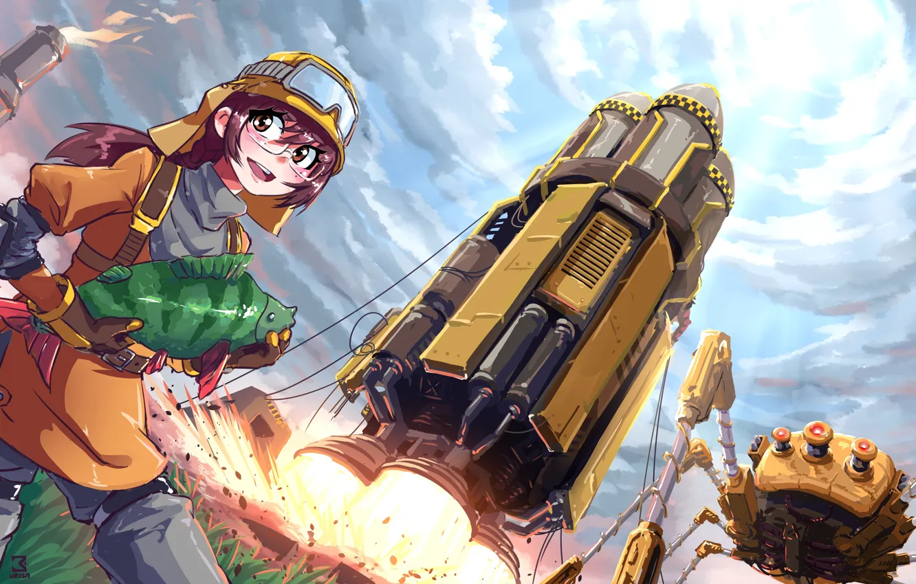 Photo wallpaper rocket, games, art, Factorio, spider robot