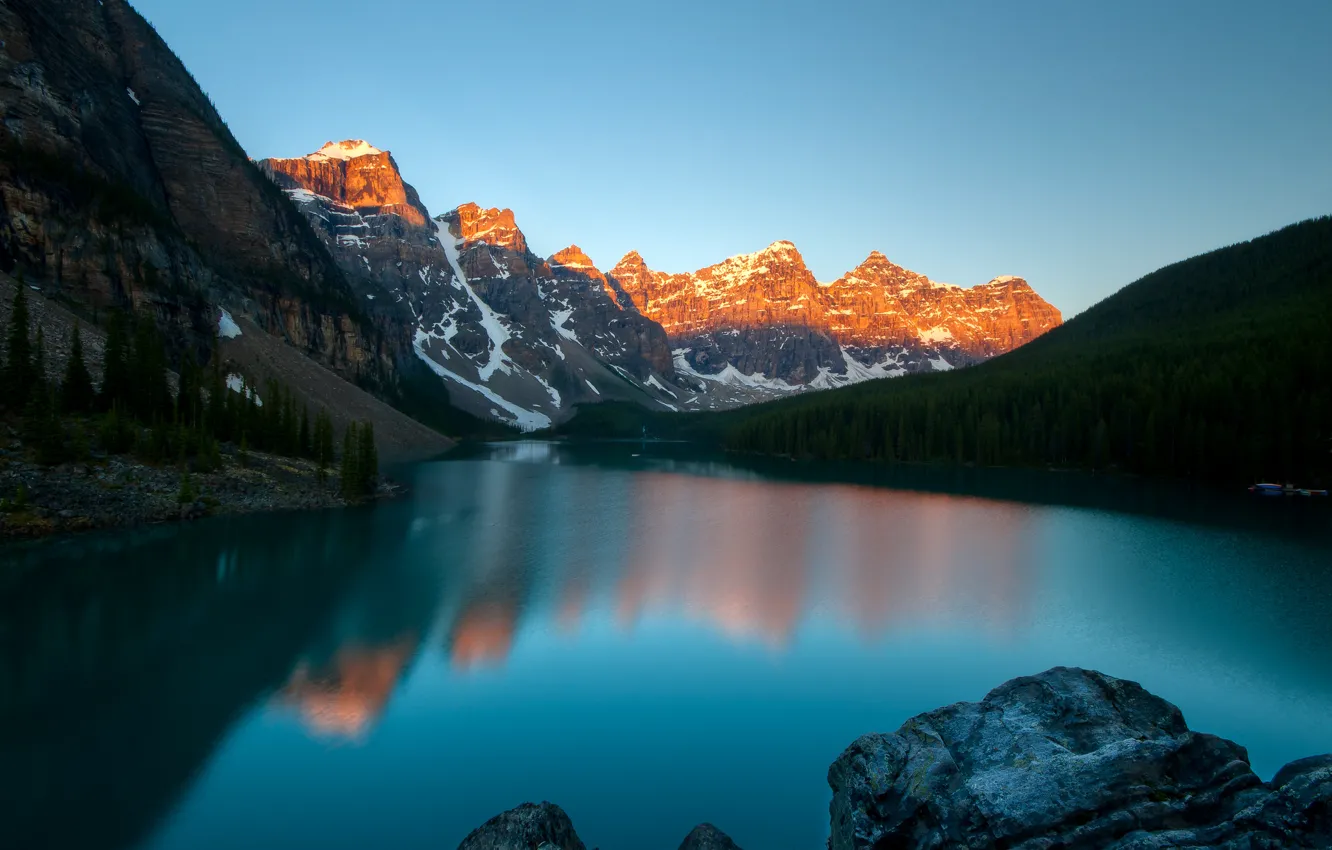Photo wallpaper light, mountains, lake, morning, Canada, Banff National Park, Canada, national Park