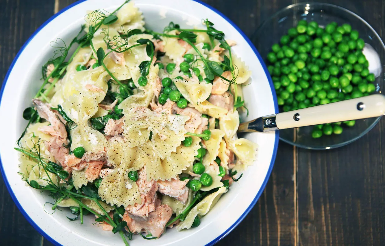 Photo wallpaper peas, bow, pasta