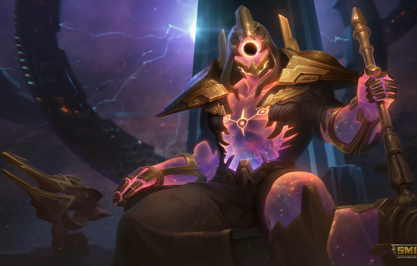 Photo wallpaper space, being, the throne, Vulcan, Smite