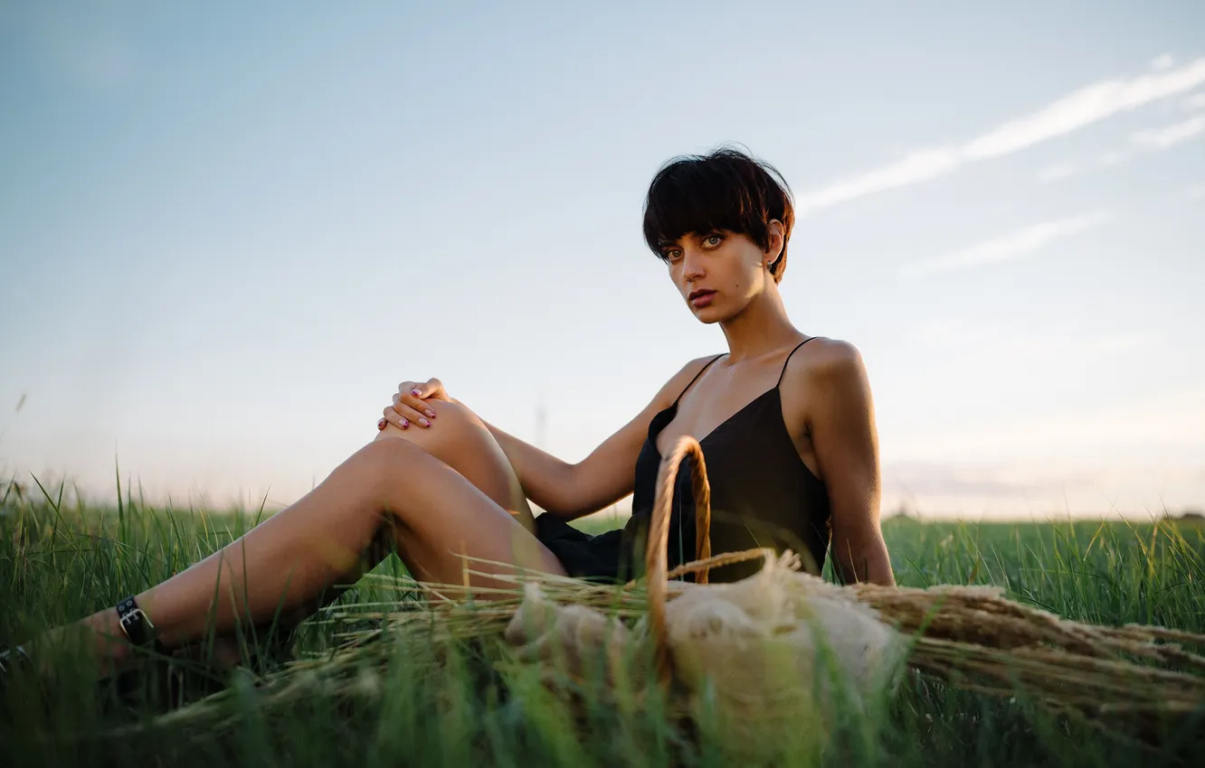 Photo wallpaper greens, grass, nature, feet, Yana, Andrey Rybalko
