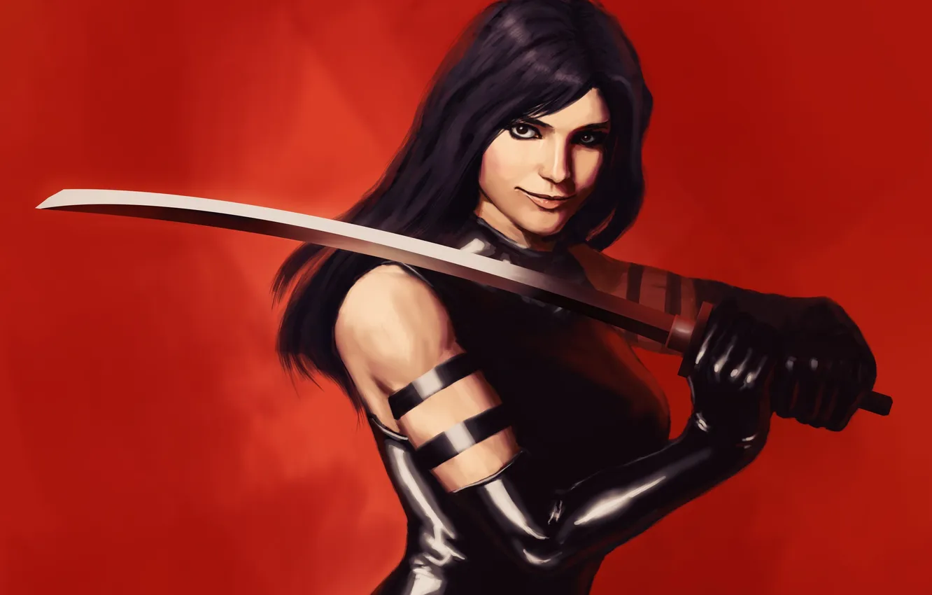 Photo wallpaper weapons, background, comic, art. girl, Psylocke, Psylocke