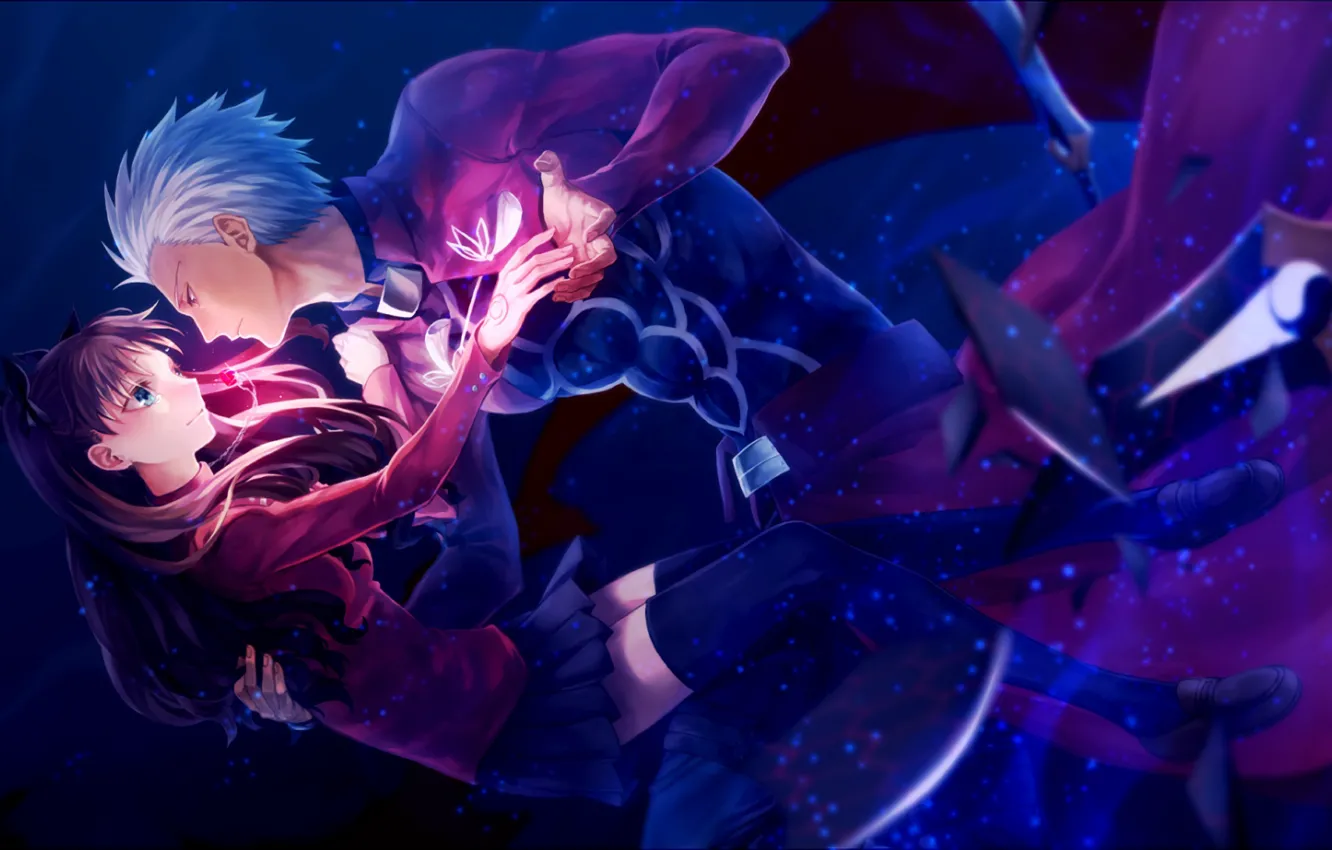 Photo wallpaper romance, pair, Rin, Archer, Fate stay night, Fate / Stay Night