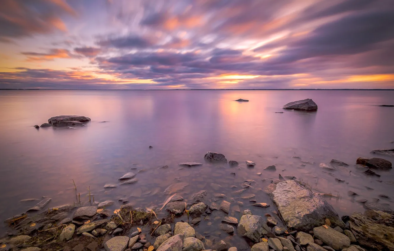Photo wallpaper sunset, lake, Finland, Finland, Finland, Joensuu