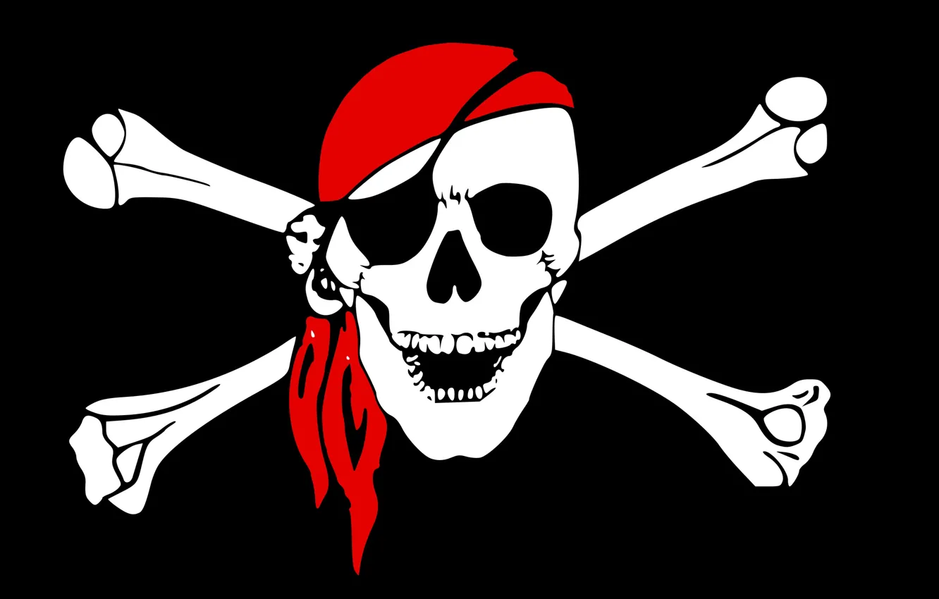 Photo wallpaper Skull, Bones, Pirate Flag, Jolly Roger