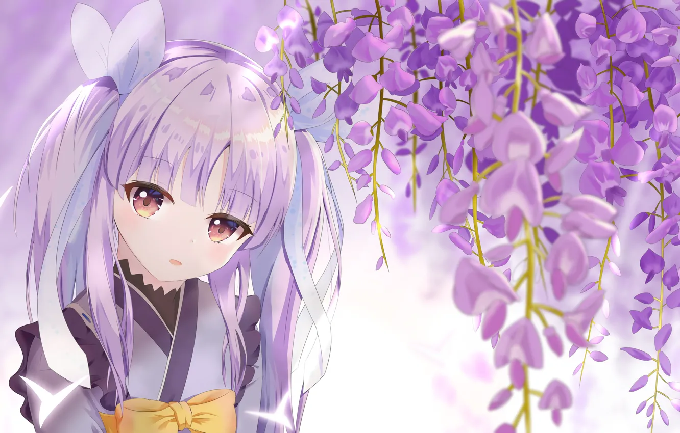 Photo wallpaper girl, flowers, Wisteria, Princess Connect!, Kyouka Hikawa