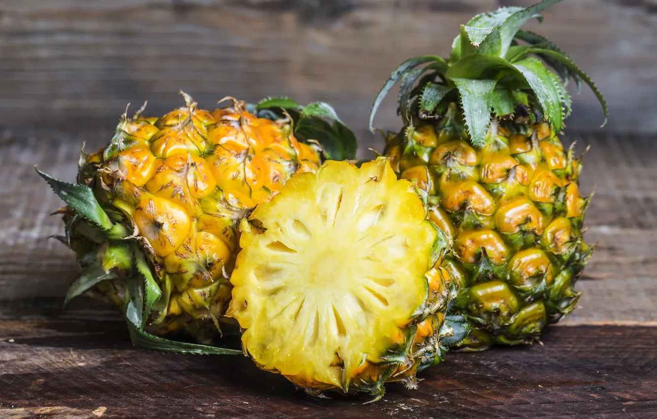 Photo wallpaper background, pineapple, halves