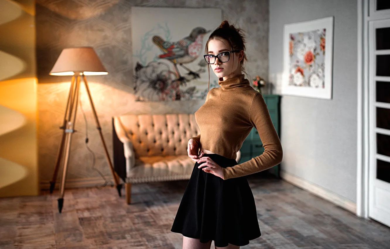 Photo wallpaper room, glasses, the beauty, George Chernyadev, Anna A Dozen