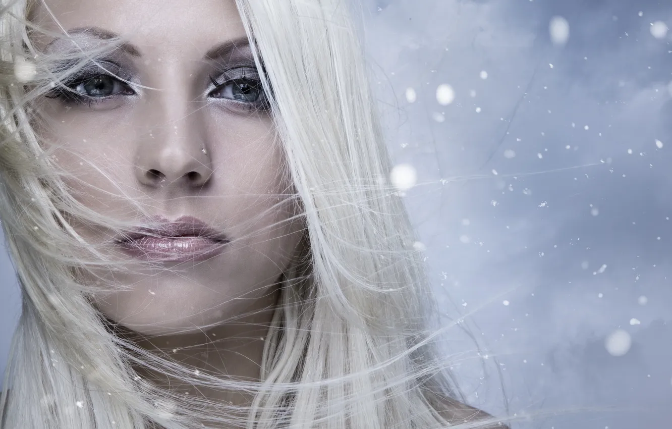 Photo wallpaper look, snowflakes, The blonde