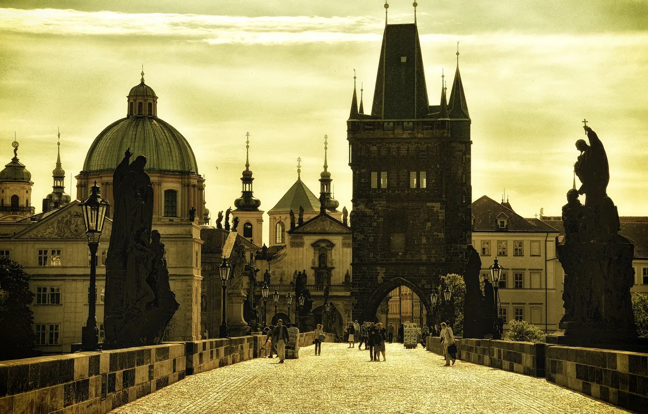 Photo wallpaper people, home, Prague, Czech Republic, Charles bridge