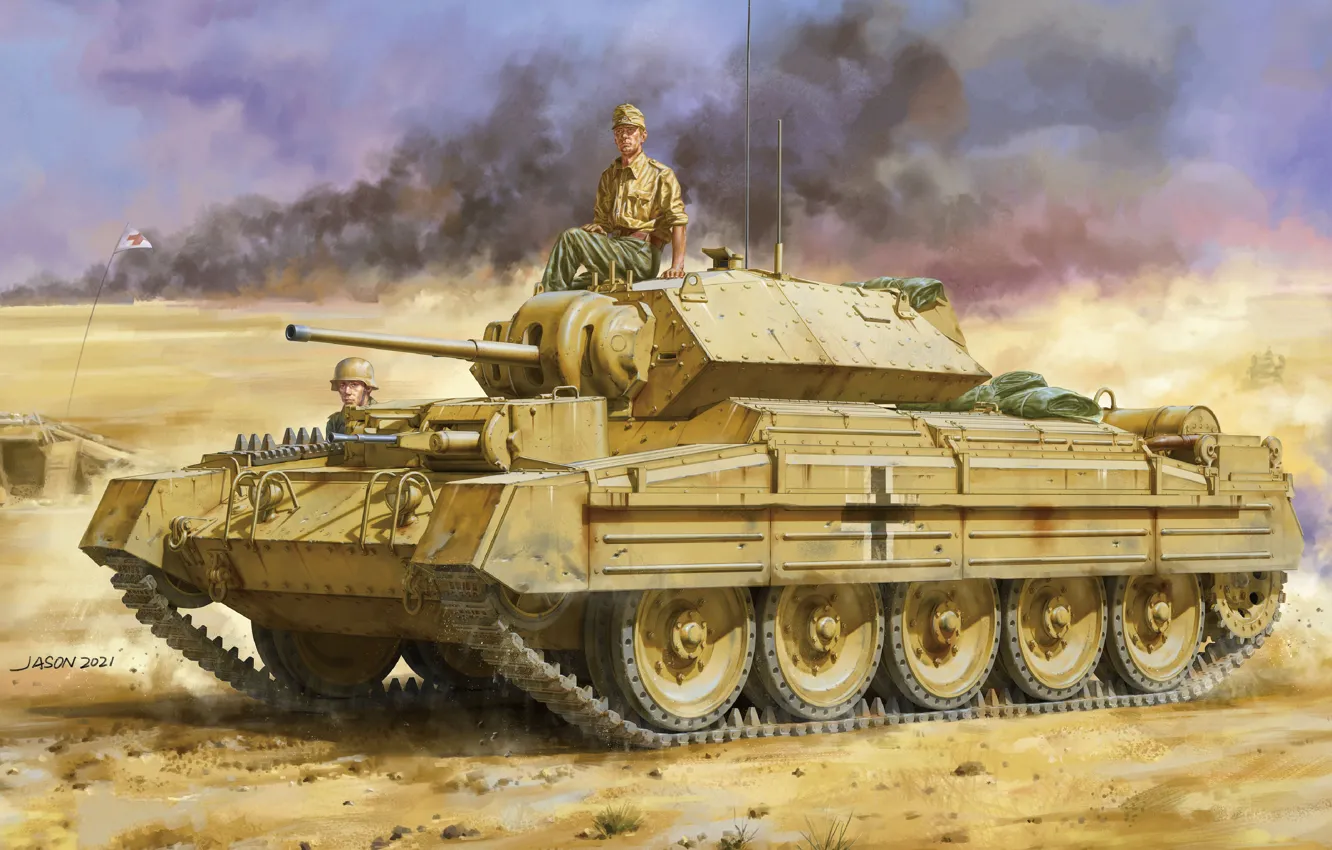 Photo wallpaper desert, tank, tankers, trophy, Cruiser Mk.V