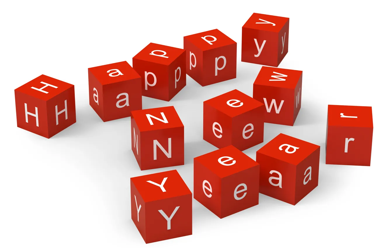 Photo wallpaper cubes, minimalism, happy new year, Happy New year