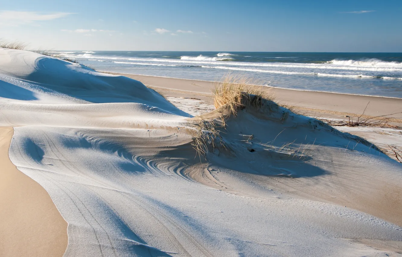 Photo wallpaper sand, sea, the sky, shore, dunes