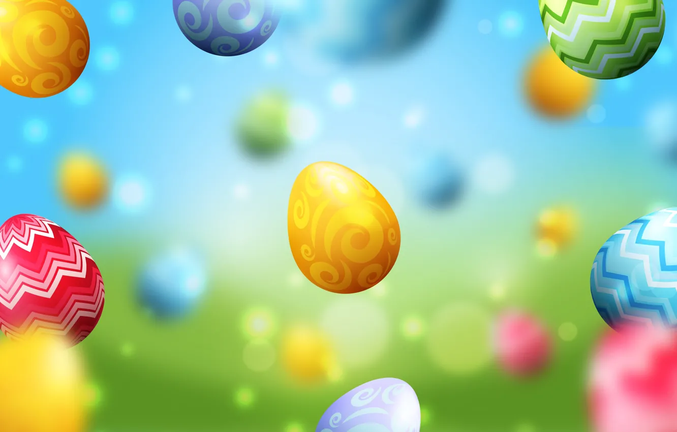 Photo wallpaper flight, holiday, glade, bright, eggs, spring, Easter, colorful