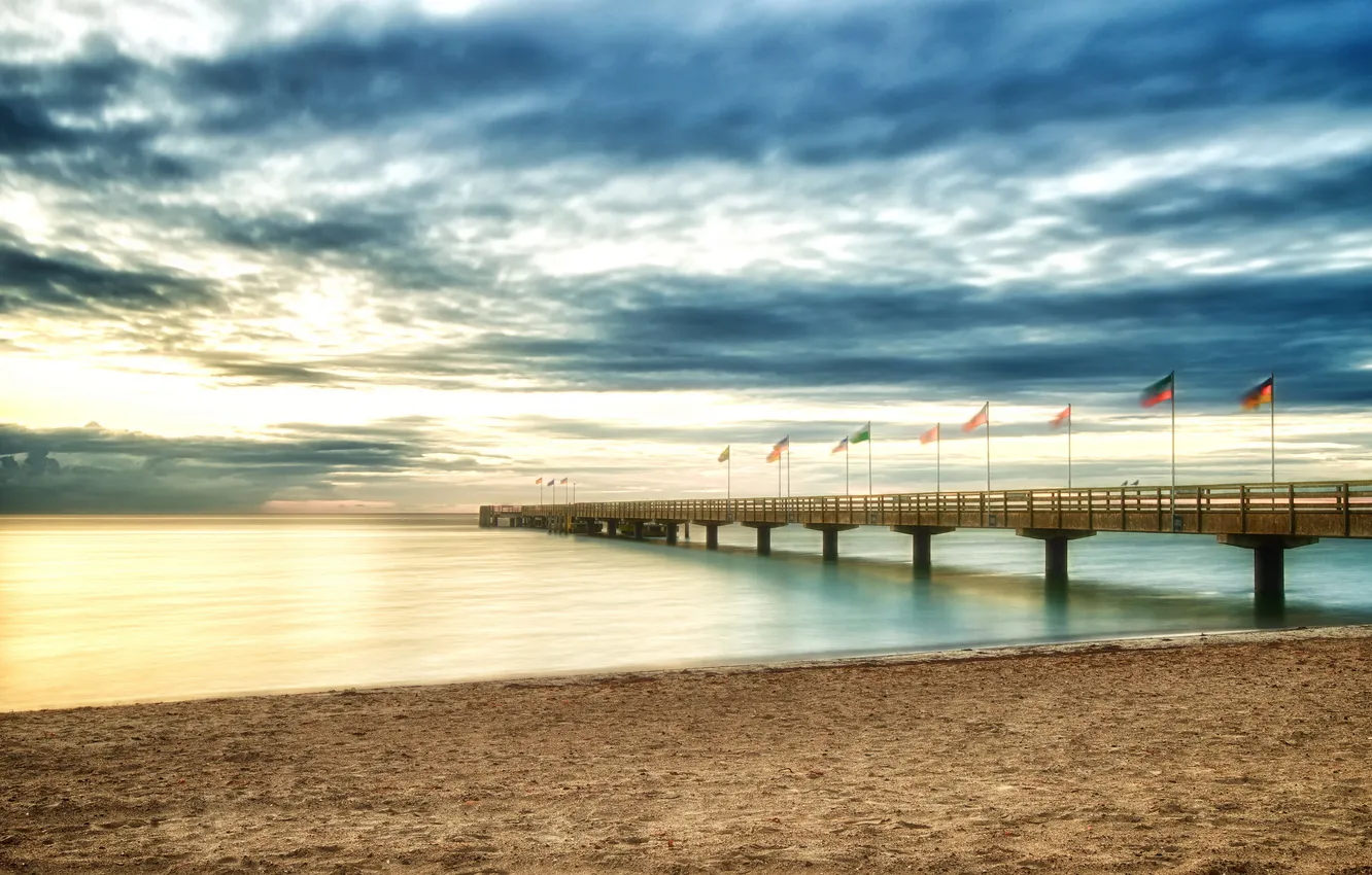 Photo wallpaper sea, landscape, bridge