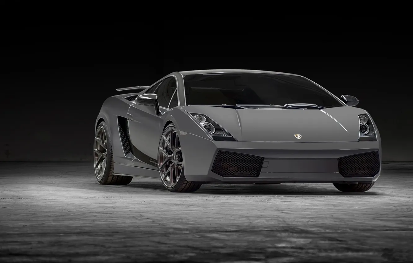 Photo wallpaper grey, background, tuning, Lamborghini, supercar, Gallardo, twilight, Vorsteiner