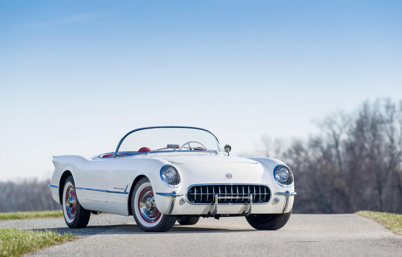 Photo wallpaper Classic, 1954, White, Polo, Chevrolt Corvette