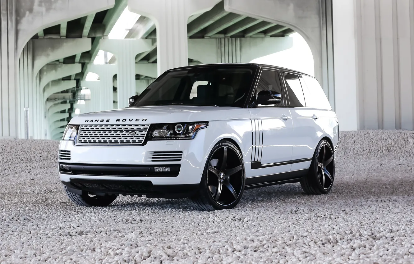 Photo wallpaper Land Rover, Range Rover, bridge, White