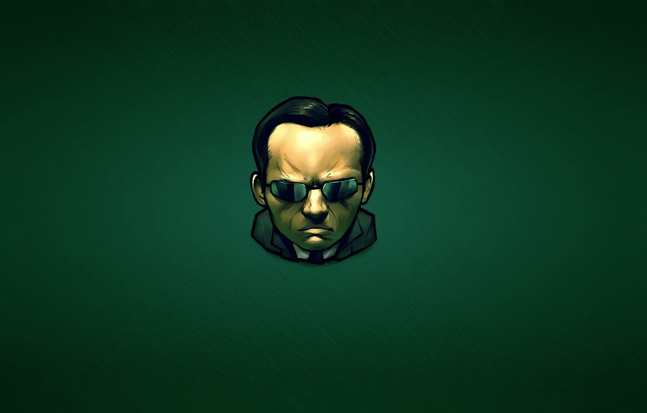 Photo wallpaper green, dark, minimalism, matrix, Hugo Weaving, Agent Smith, The Matrix