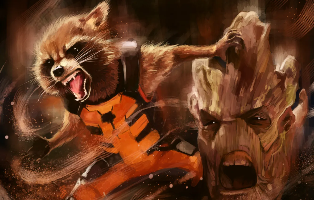 Photo wallpaper fiction, figure, art, raccoon, comic, Guardians Of The Galaxy, Guardians of the Galaxy, Rocket Raccoon