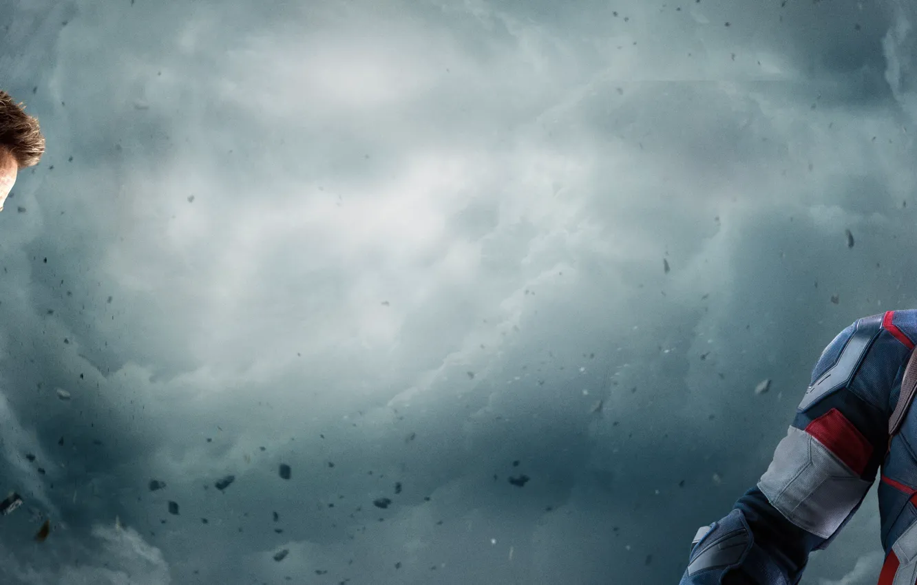 Photo wallpaper metal, Action, fantasy, sky, Iron Man, clouds, man, boy