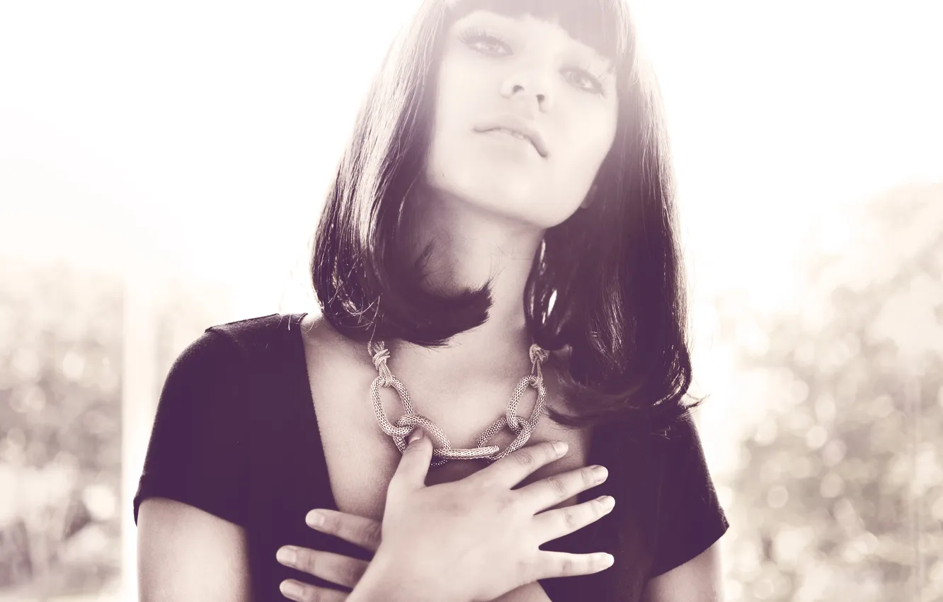 Photo wallpaper look, girl, face, photo, background, Wallpaper