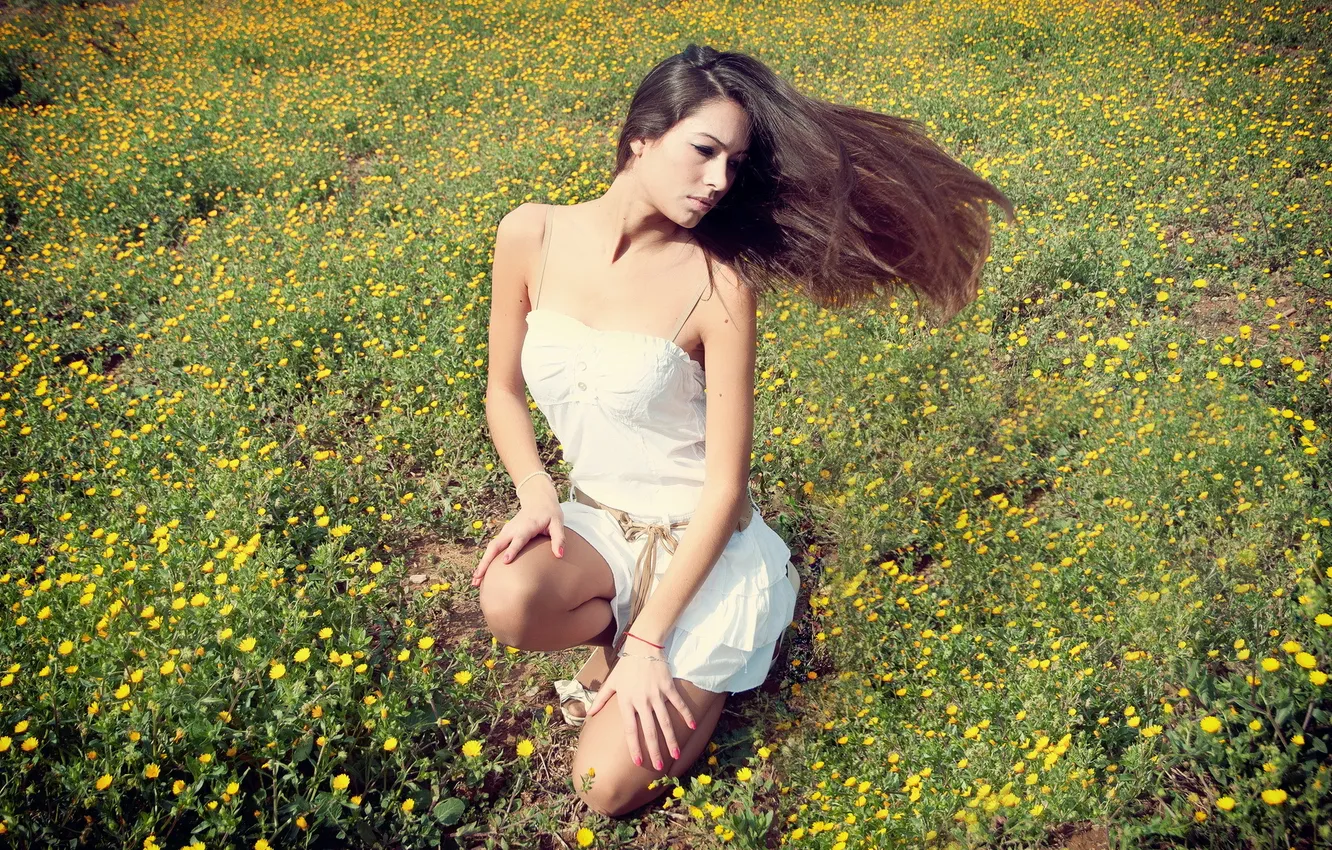 Photo wallpaper field, summer, girl