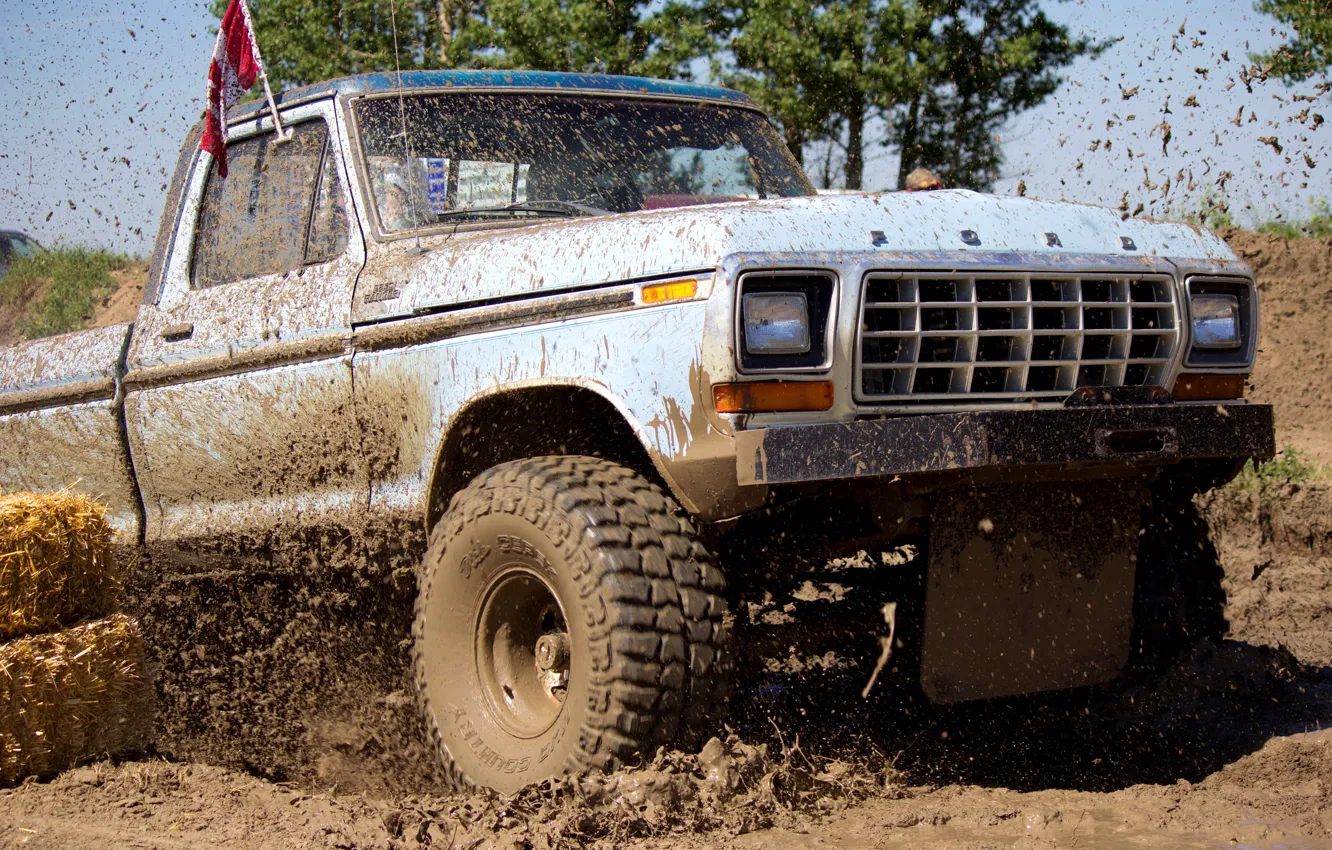 Photo wallpaper squirt, dirt, the roads, bumper, rally, wheel, the competition, Ford F-250 Ranger