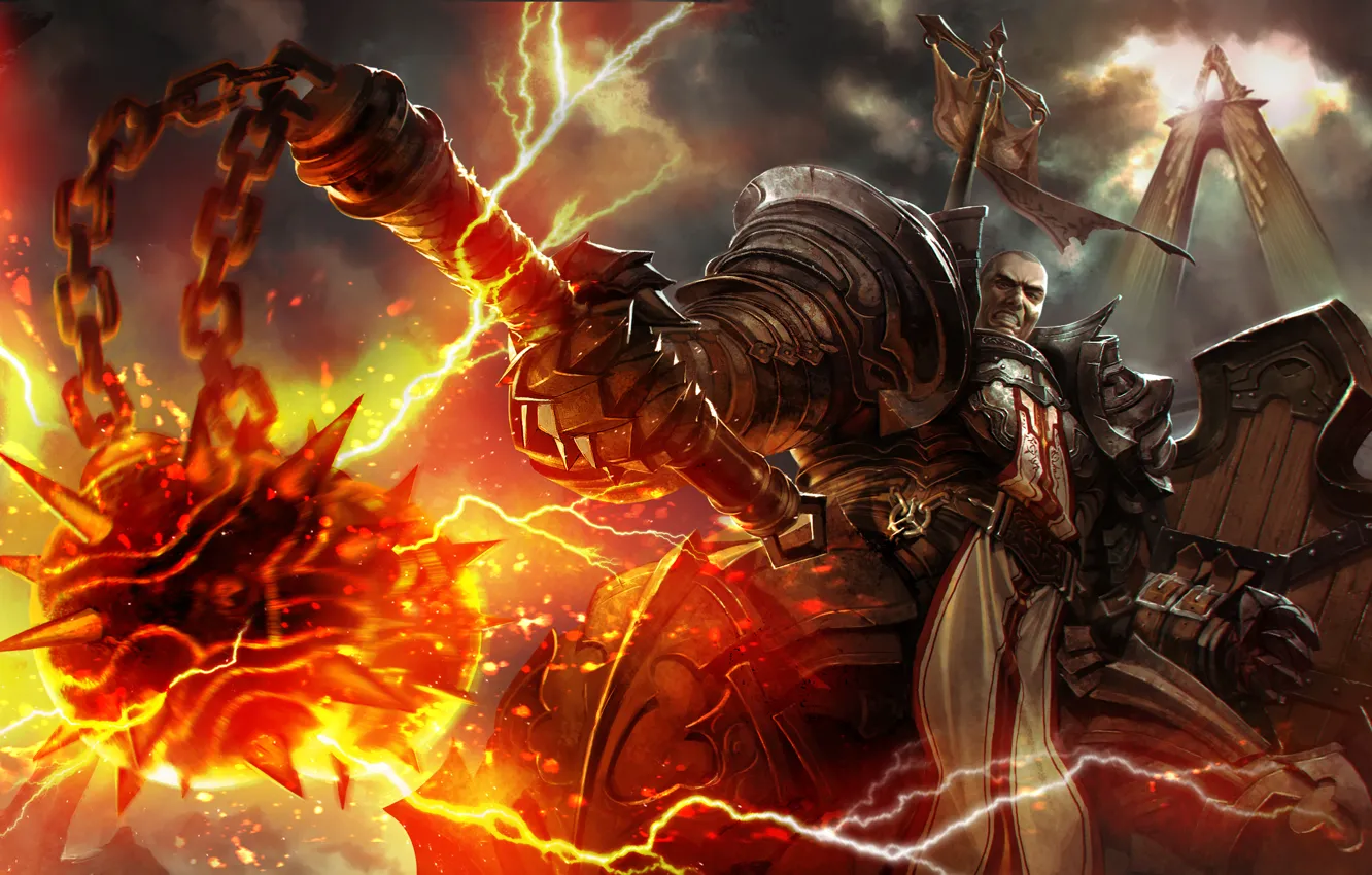 Photo wallpaper lights, Diablo 3, Crusader, Reaper of Souls, Diablo 3: Reaper of Souls, morgenstern