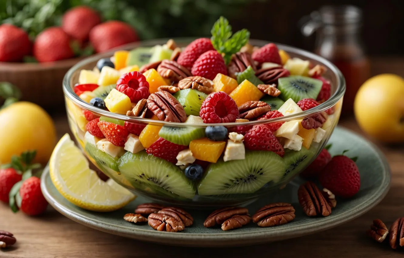 Photo wallpaper berries, food, fruit, salad