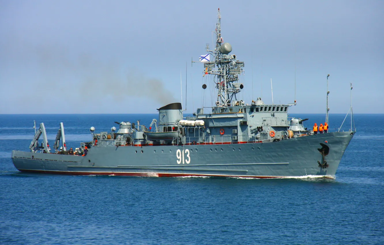 Photo wallpaper sea, minesweeper, Kovrovets, project 266m, cipher aquamarine