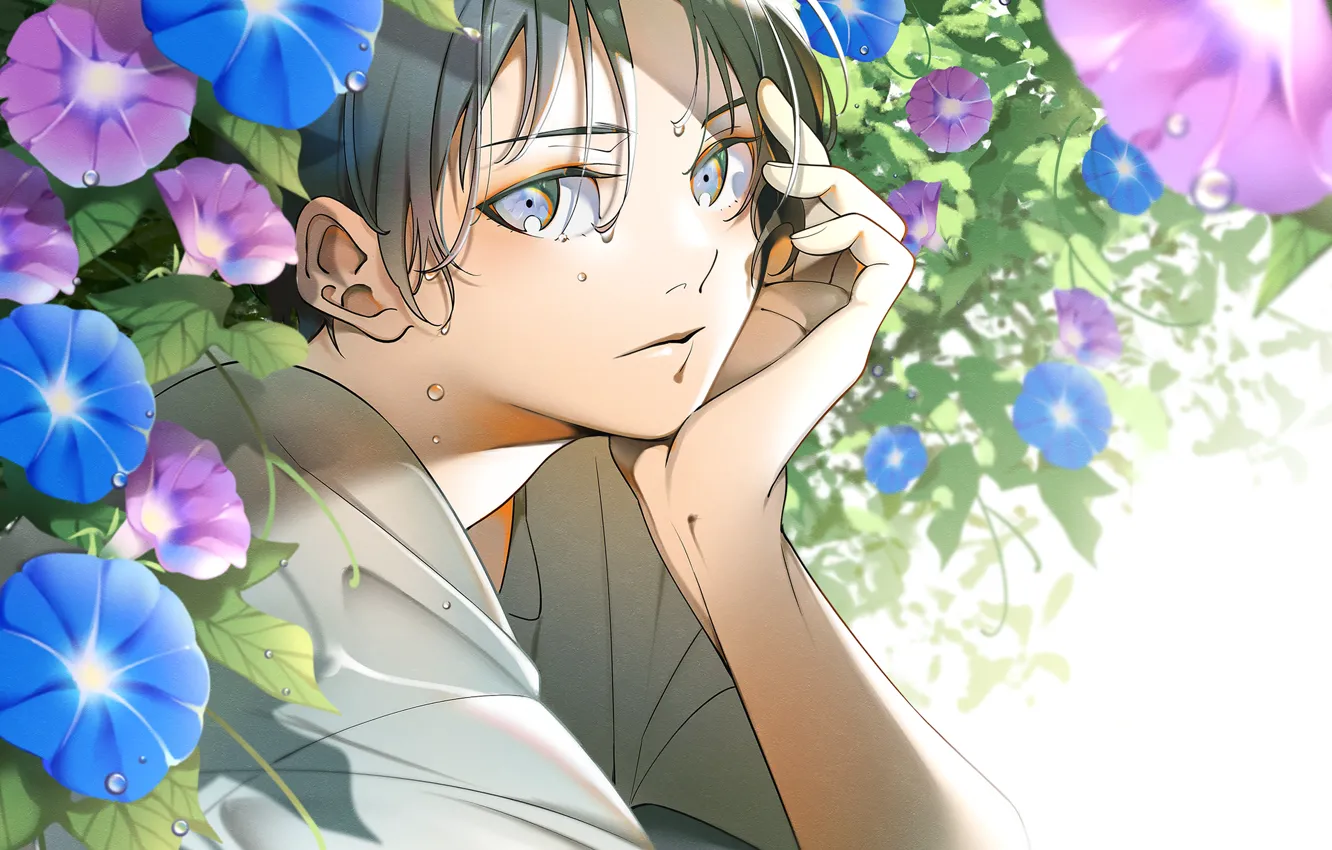 Photo wallpaper guy, hot, bindweed, droplets of sweat