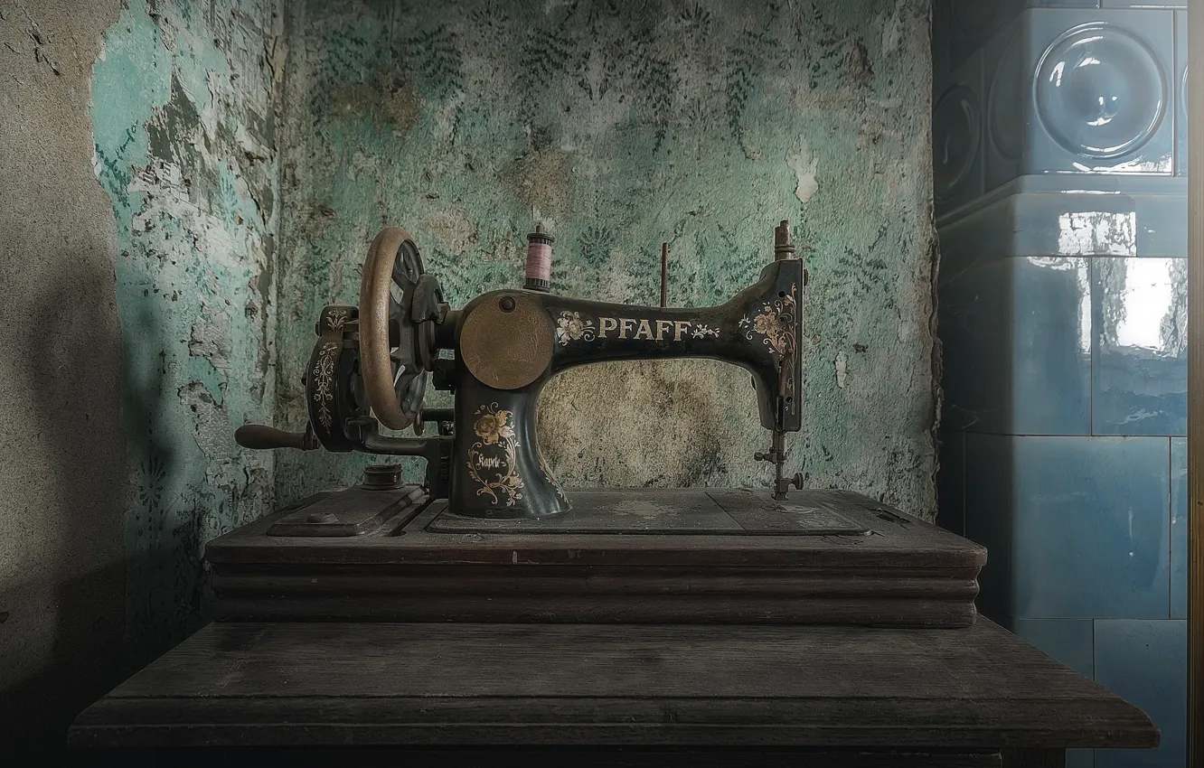 Photo wallpaper background, sewing machine, pfaff