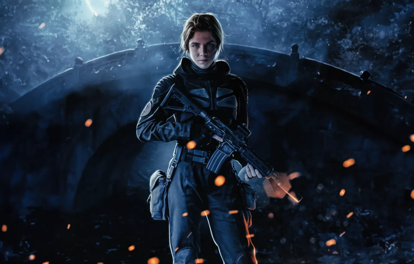 Photo wallpaper Grace, soldier, warrior, female, empowered