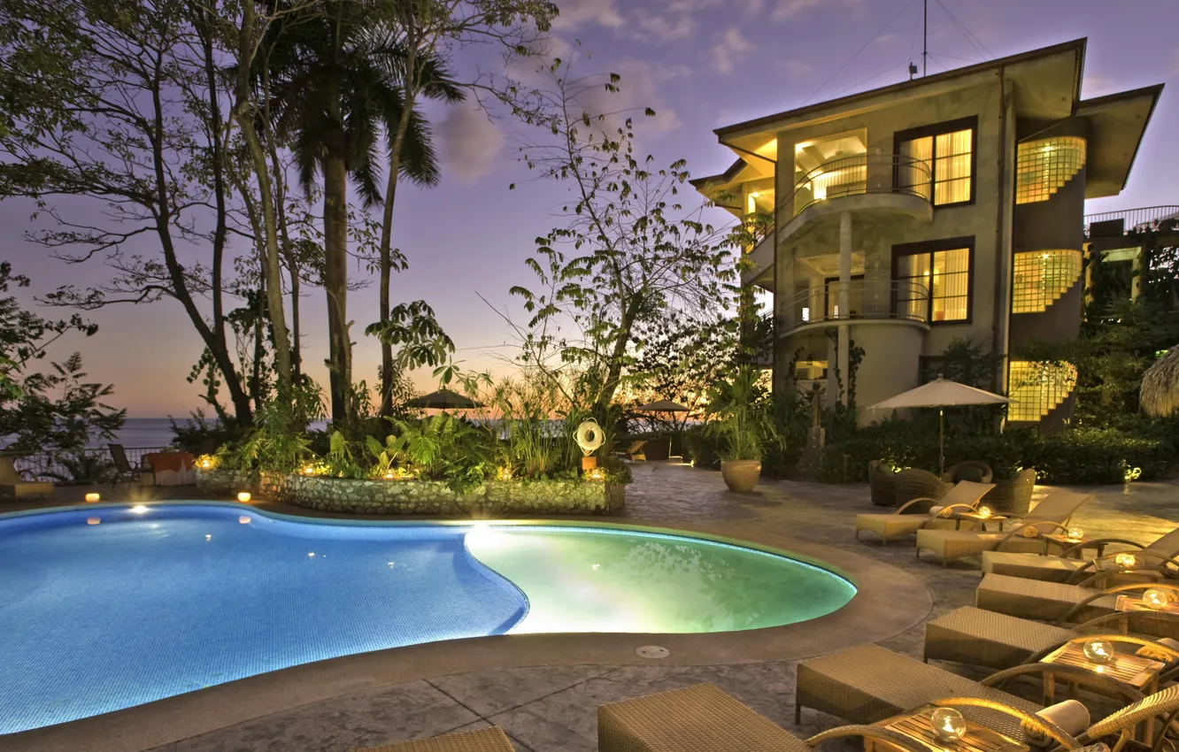 Photo wallpaper pool, villa, Costa Rica