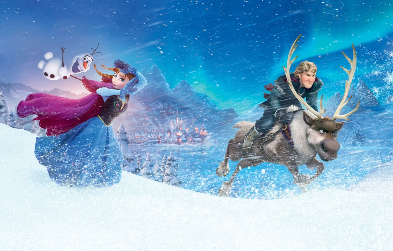 Photo wallpaper wide, Frozen, Anna, Walt Disney, Animation Studios, Kristoff