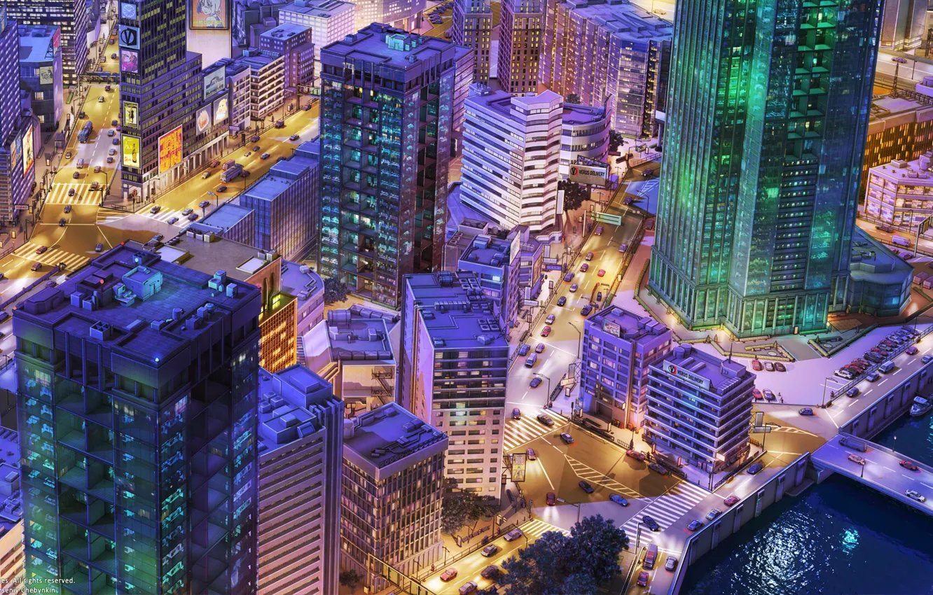 Photo wallpaper road, machine, night, city, the city, transport, street, building