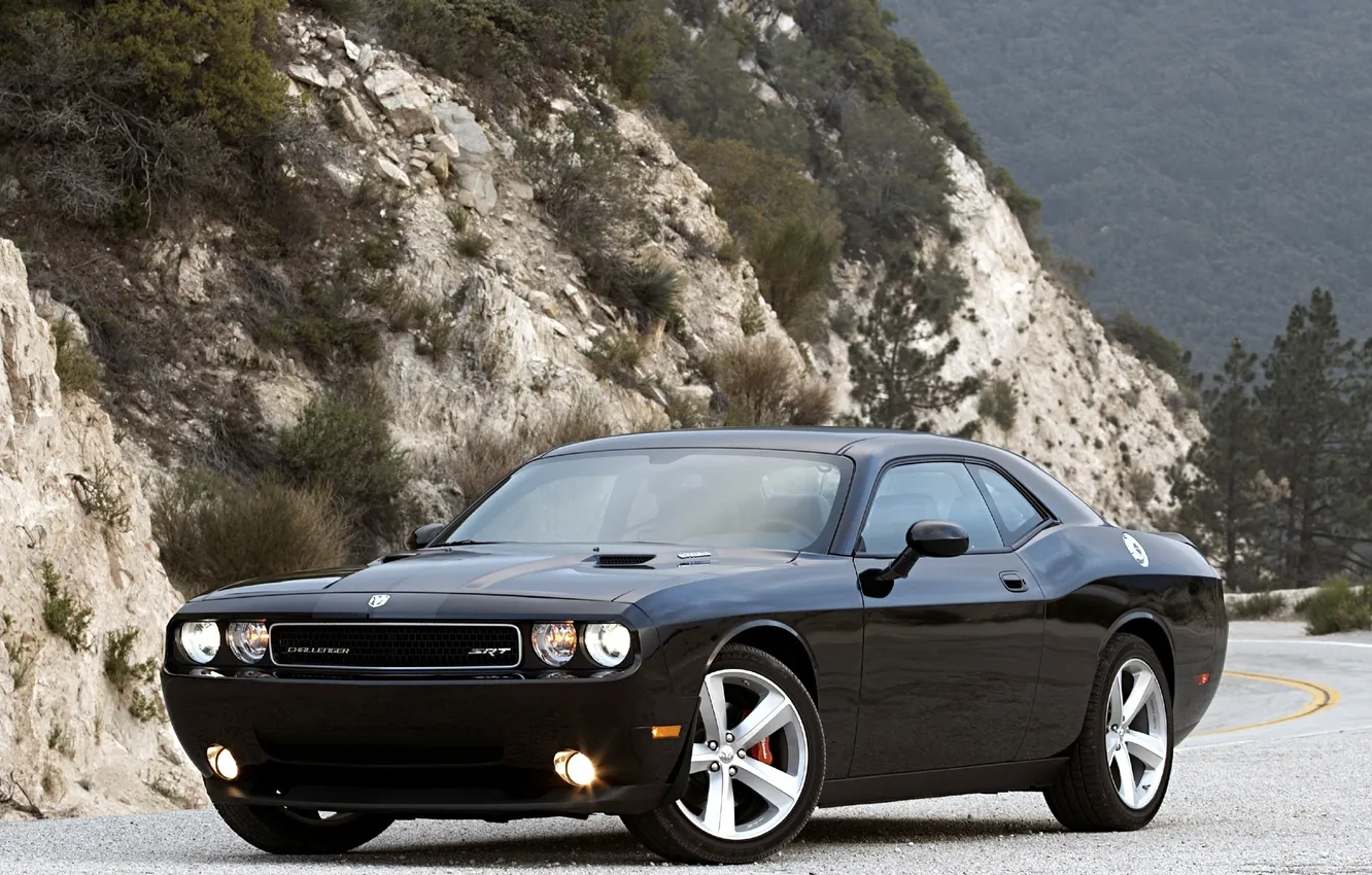 Photo wallpaper mountains, Dodge, SRT8, Challenger