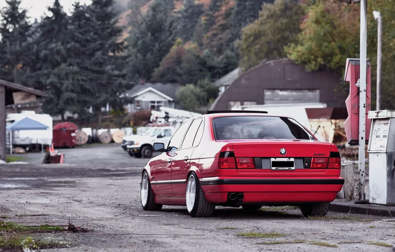 Photo wallpaper BMW, red, tuning, E34, 532i