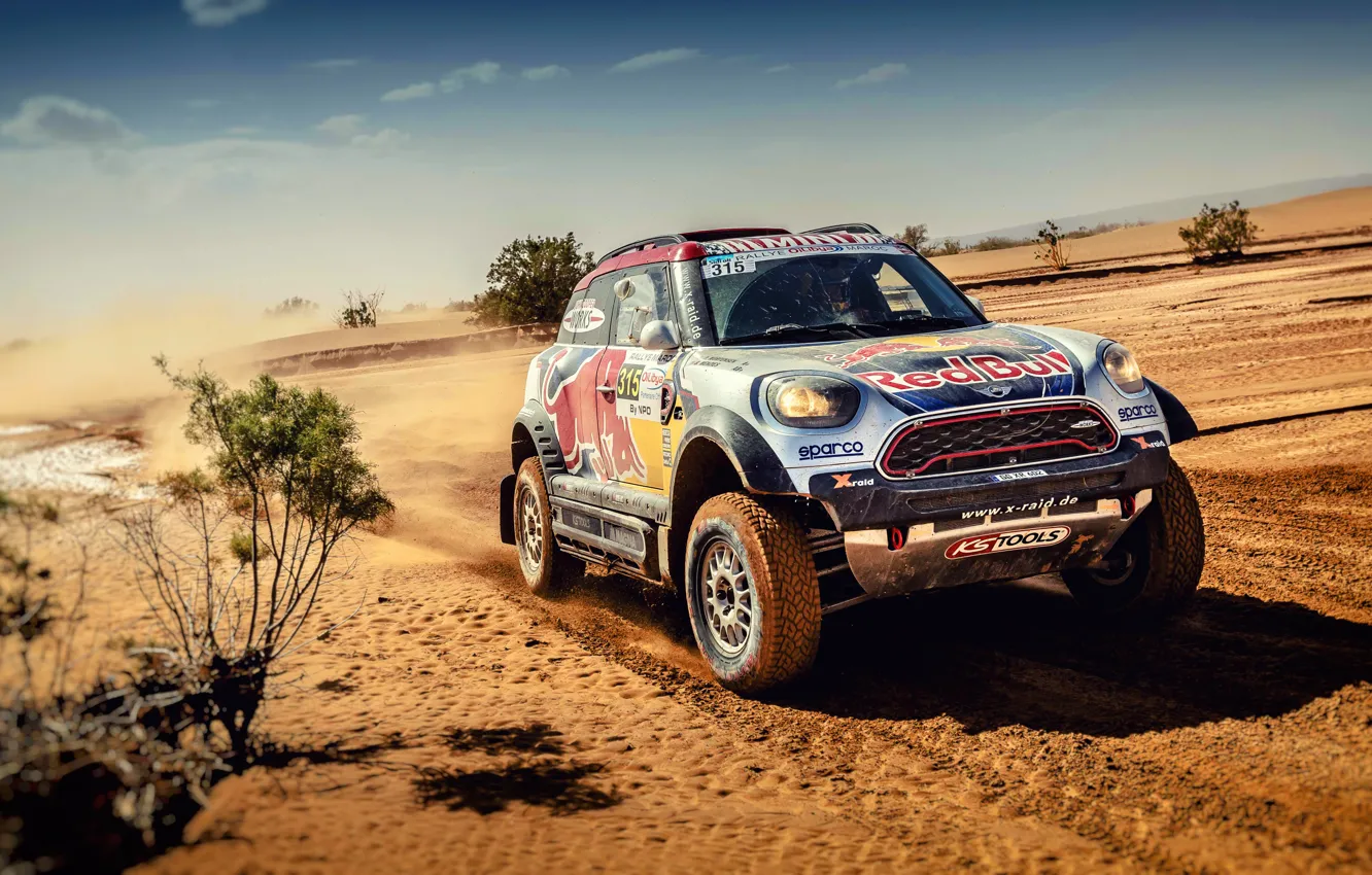 Photo wallpaper Sand, Auto, Mini, Sport, Desert, Machine, Speed, Race