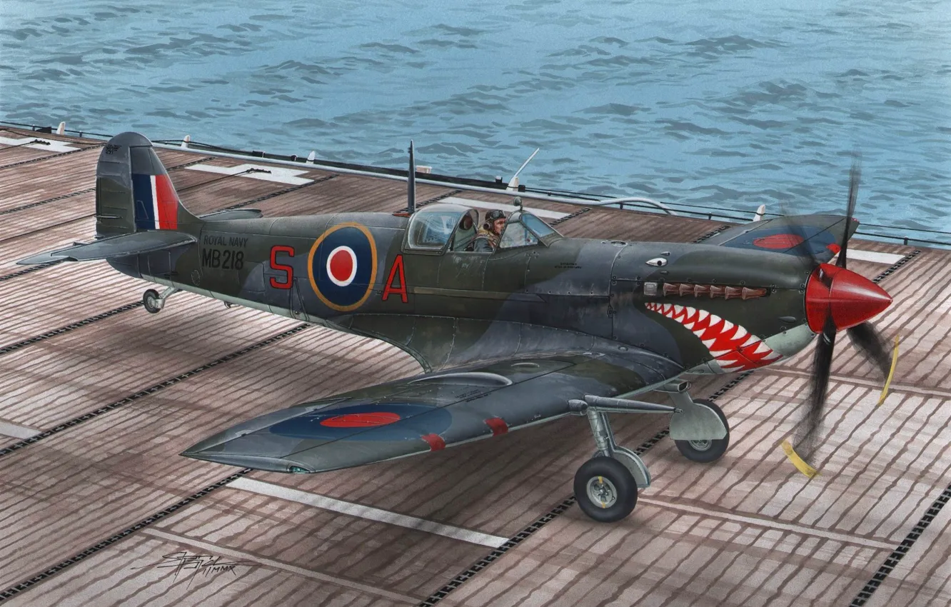 Photo wallpaper UK, Supermarine Seafire, Royal Navy, Deck-based aircraft, Seafire Mk.II