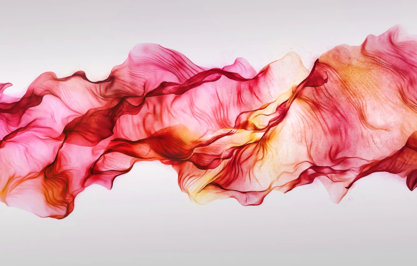 Photo wallpaper red, silk, folds, flying