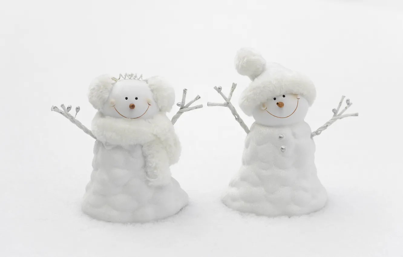 Photo wallpaper winter, branches, holiday, hat, toy, toys, boy, scarf