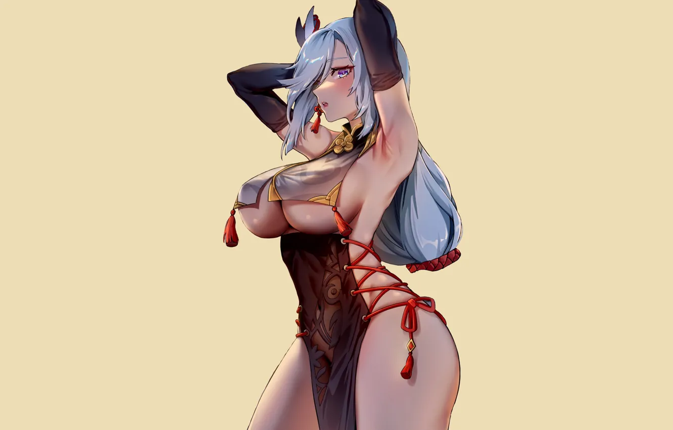 Photo wallpaper girl, sexy, boobs, anime, babe, oppai, armpit, thick