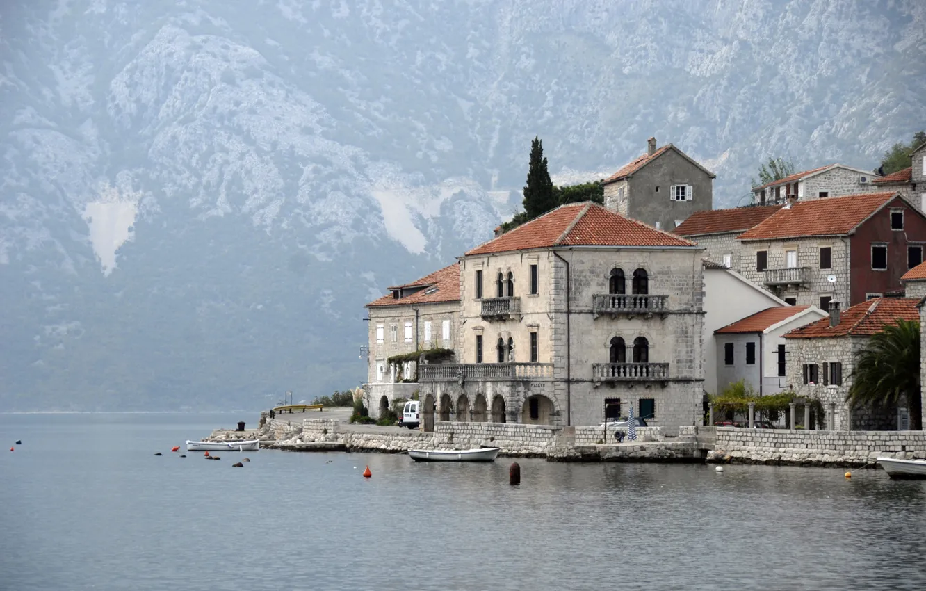 Photo wallpaper sea, the city, Adriatica, Montenegro, Jadran, Boka fjord, Perast
